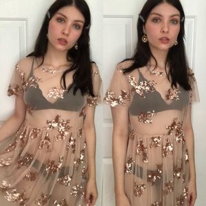 Forever 21 Mesh Sequin Maxi Dress